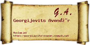 Georgijevits Avenár névjegykártya